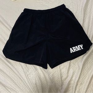 Original Army PT Training Shorts Physical Fitness Old School Black Silver , Med